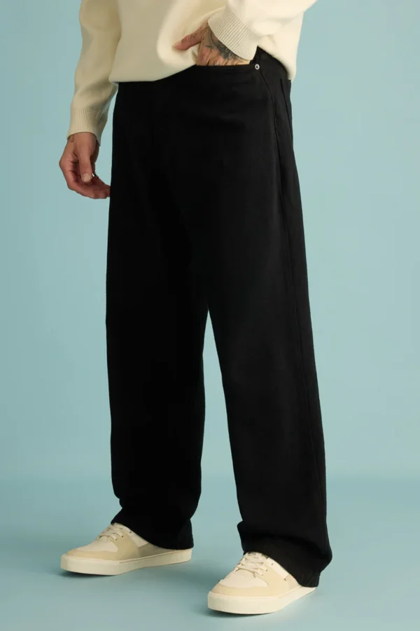 spruce men's black wide jeans