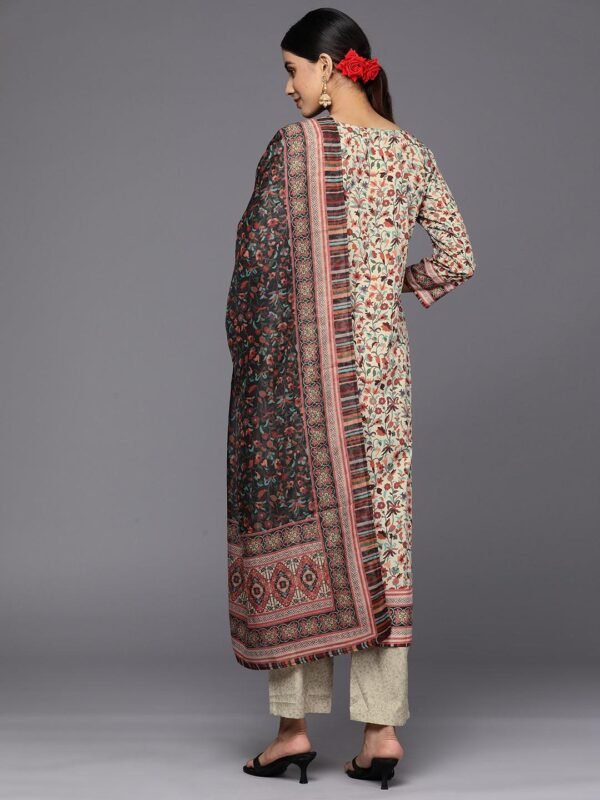 Tan Printed Crepe Straight Kurta With Trousers & Dupatta - Image 2